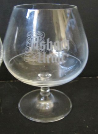 6 (SIX) Vintage Asbach Uralt Brandy Snifter Glasses / Etched Logo 2cl / 4cl 2