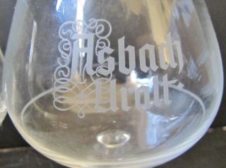 6 (SIX) Vintage Asbach Uralt Brandy Snifter Glasses / Etched Logo 2cl / 4cl 3
