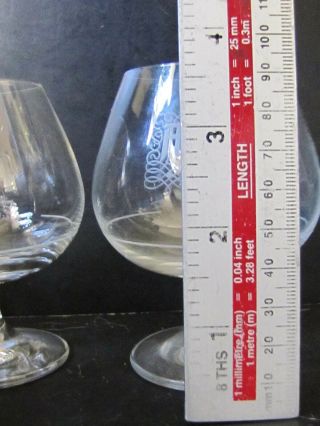 6 (SIX) Vintage Asbach Uralt Brandy Snifter Glasses / Etched Logo 2cl / 4cl 5