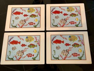 Vintage Lady Clare Placemats,  Lynn Chase Design Tropical Fish Set Of 4,  England