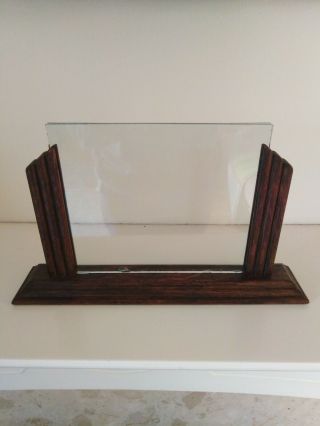 Vintage Antique Art Deco Wood And Glass Photo Frame