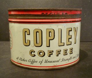 Vintage Copley 1 Lb Coffee Can With Lid / Tin Litho