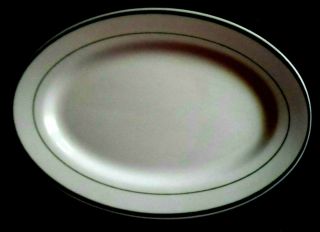 Vintage Buffalo China Restaurant Ware Oval Platter Green Stripe 9 1/8” X 6 1/2 "