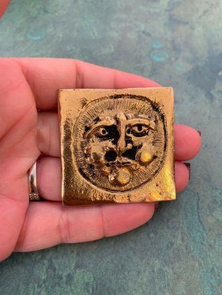 Vintage Don Drumm Signed Square Face Brooch Pin