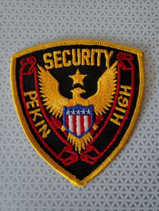 Pekin Illinois High School Security Police Patch Vintage Old Cheesecloth