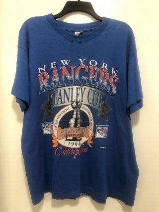 Vintage 1994 York Rangers Shirt Size Xl Stanley Cup Champions Rare Blue