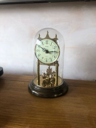 vintage Anniversary Mantlel Clock With Glass Dome 4