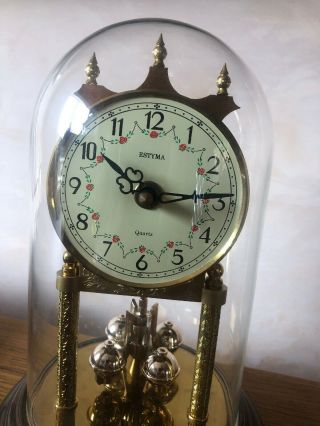 vintage Anniversary Mantlel Clock With Glass Dome 8