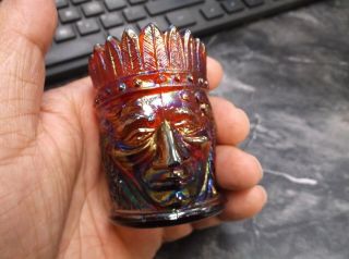 Vintage Joe St.  Clair Carnival Glass Red Indian Chief Toothpick Holder Electric
