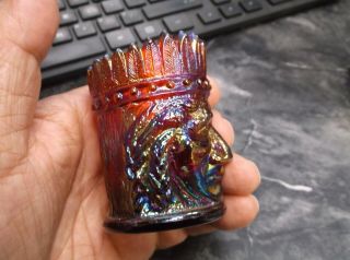 Vintage Joe St.  Clair Carnival Glass Red Indian Chief Toothpick Holder Electric 2