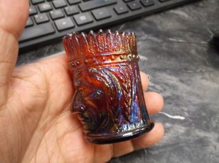 Vintage Joe St.  Clair Carnival Glass Red Indian Chief Toothpick Holder Electric 4