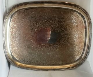 Vintage Large Silver Plated On Copper Tray