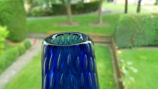 VINTAGE MURANO ART GLASS BULLICANTE VASE IN BLUE 7