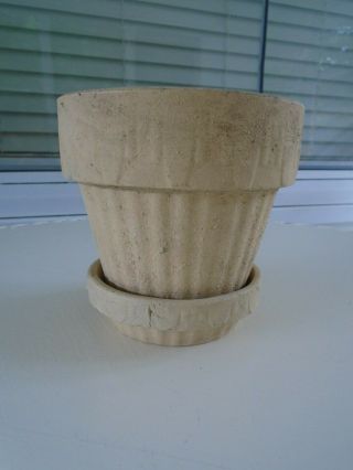 Vintage Unglazed Clay Yellow Ware Flower Pot & Saucer