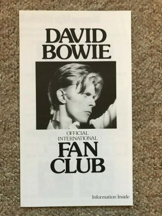 David Bowie 1977 Fan Club Flyer.  Vintage.