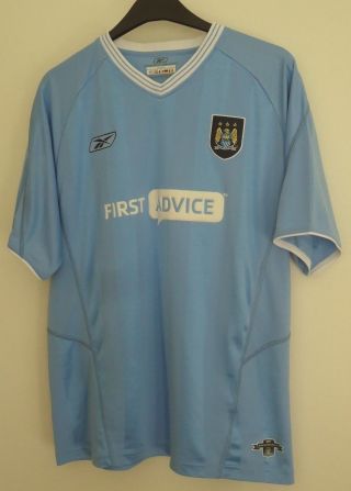 Manchester City Official Vintage Football Shirt By Reebok Size L - 2003/04