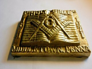 Vintage Cast Masonic Masons 100 Year Anniversary Middletown Pa Paperweight