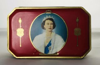 Vintage Queen Elizabeth Ii 1953 Coronation - Benson English Toffee Tin Souvenir