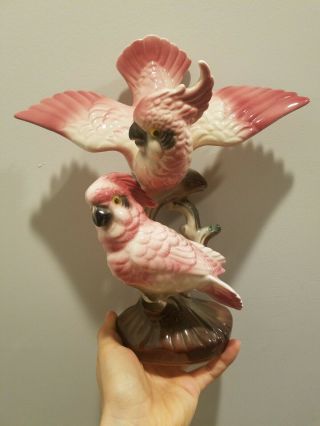 1950s Vintage Maddux Of California Two Pink Cockatoo On A Branch