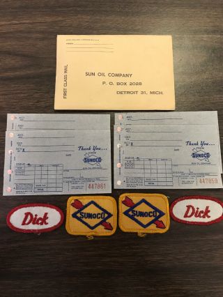1963 Sunoco Sun Oil Company Gas Station Mailer Patches Motor Oil Vintage Receipt