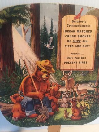 Vintage Cardboard Advertising Hand Fan,  Smokey The Bear Missouri