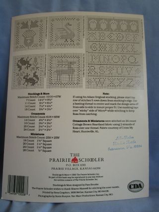 Vintage The Prairie Schooler Stockings & More Book 28 Counted Cross Stitch 1990 2