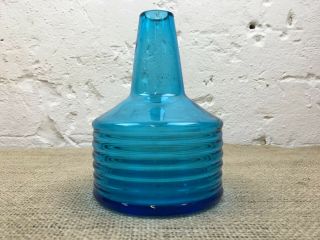 Vintage Mid Century Swedish? Ribbed Blue Glass Vase