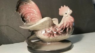 Vintage Hull 53 Usa Pottery Planter Rooster Pink & Black 1950s