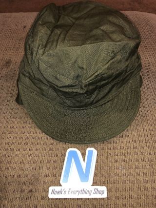 M - 1951 Korean War Us Army Cotton Field Cap Hat Size 7 Usa Military Vintage