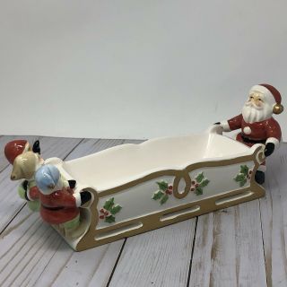 Vintage Santa Fitz & Floyd Cracker Christmas Tray Bowl