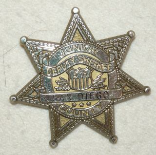 Vintage San Diego County Junior Deputy Sheriff Plastic Badge