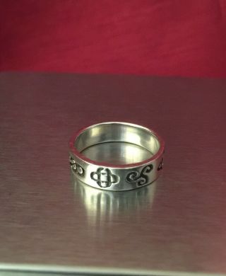 Vintage Solid Sterling Silver Ring w/ Celtic Symbols Size S.  Fully Hallmarked. 4