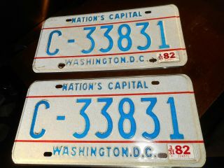 Vintage License Plate Set Washington D.  C.  Nation 