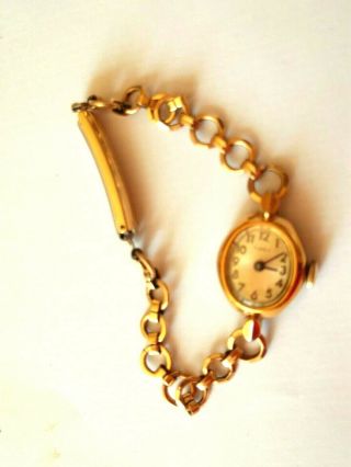 Ladies Vintage Timex Oval Mechanical Gold Dress Watch,  Rolled Gold Bracelet.