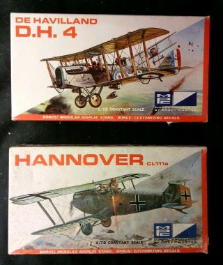 Vintage Mpc Kit / De Havilland D.  H.  4 / Hannover Cl111a / 1:72 Scale