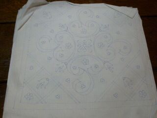 Vintage Cotton Stamped To Embroider Quilt Blocks - Pre - Cut Ornate Scroll Pattern