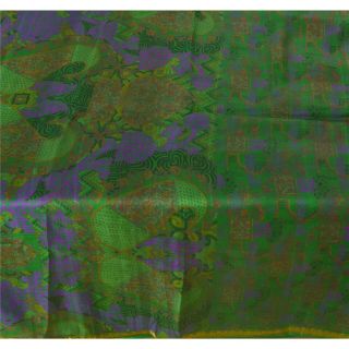 Tcw Vintage Green Saree 100 Pure Silk Printed Zari Border Fabric Sari 5