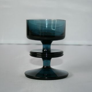 Vintage Wedgwood Blue Glass Sheringham One Disc Candle Holder Ronald Willson