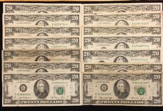Old $20 Twenty Dollar Bill Vintage Small Face Paper Currency