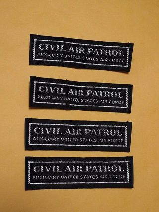 4 Vtg Civil Air Patrol Auxillary U.  S.  Air Force Woven Patches 3 1/2 " X 1 " Black