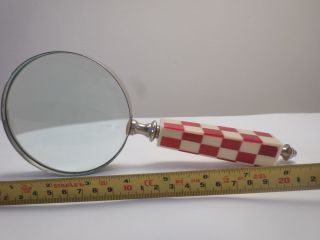 Large Magnifying Glass Red Check Handle Antique Vintage