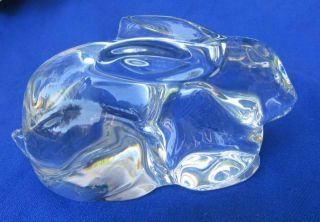 Vintage Signed Baccarat France Clear Crystal Bunny Rabbit Lying Down Figurine
