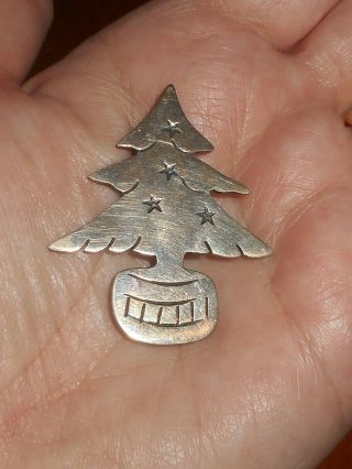 Lovely Vintage 925 Sterling Silver Mexico Christmas Tree Pin