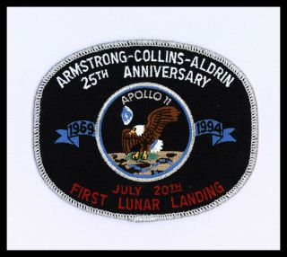 Vintage Apollo 11 Nasa 5 " Embroidered Cloth Sew On Space Patch 25th Anniversary