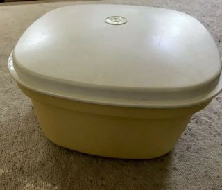 Vintage Tupperware Bowl With Lid Harvest Gold & Almond Salad Bowl 888 - 12 889 - 12