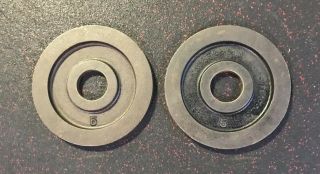 York Barbell 5 Lb Olympic Weight Plates Vintage Partial Milled Pair 4