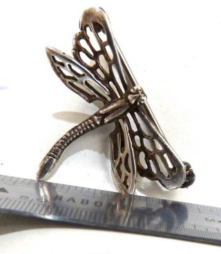 Vintage Age Art Deco Style 925 Solid Silver Dragonfly Insect Pin Brooch,