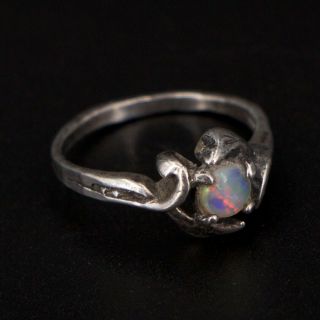 Vtg Sterling Silver - Southwestern Opal Filigree Ornate Ring Size 3.  75 - 1.  5g