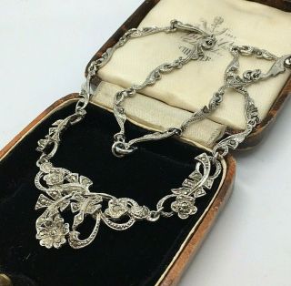 Vintage Jewellery Art Nouveau Marcasite Silver Cocktail Necklace