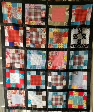 Vintage Patchwork Quilt Top Country Shabby Chic Tablecloth Blanket